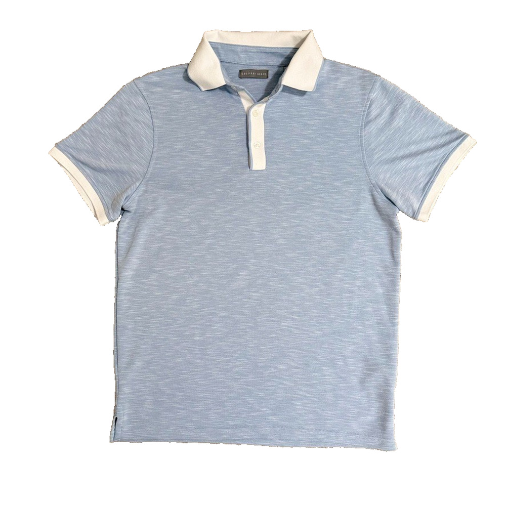 Geoffrey Beene Men’s M Blue White Polo Shirt Short Sleeve Casual Cotton Blend
